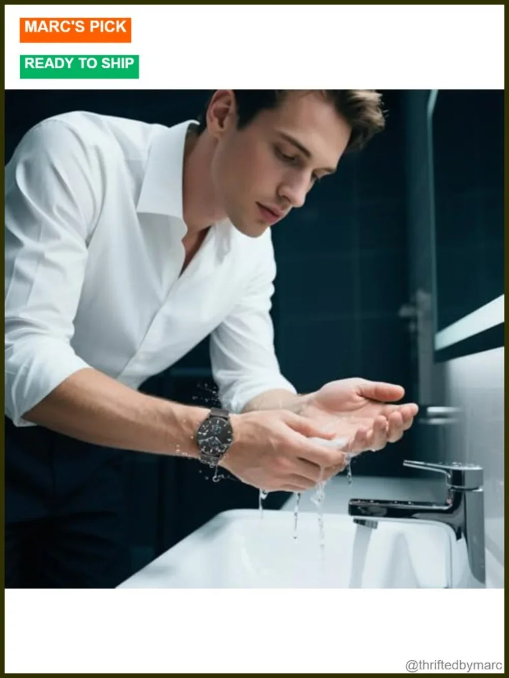 Sleek Minimalist Analog Quartz Waterproof Watch with Auto Date, Stainless Steel
